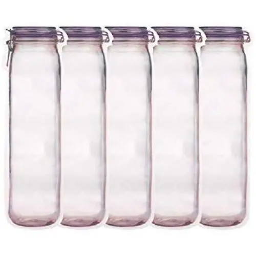 Wiederverwendbare Mason-Glasbehälter, tragbare Mason-Glasbehälter, Reißverschlusssäckchen, Lebensmittel-Aufbewahrungssäckchen, Snack-Säckchen, Sandwichesäcke, Ziplock-Säckchen (Lila)