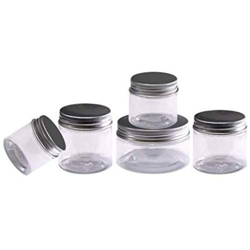Travel Sample Containers, Tea Storage Jar, Incense Powder Container - Small Plastic Jars with Lids, Clear Plastic Containers, Set of 5(25ml, 30ml, 50ml, 80ml, 100ml)
