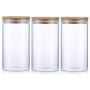 Glass Storage Jar Airtight Food Storage Canisters Set of 3 Glass Coffee Jar Kitchen Food Storage Container with Bamboo Lid for Serving Tea, Coffee, Spice and More (650ML)