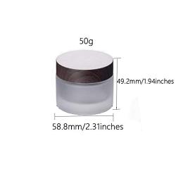 Frosted Glass Bottle Cream Jars Empty Refill Cosmetic Sample Packing Travel Containers With PE Disc Liner,2Pcs (50g)