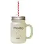 Der Coolste Californian Urgroßvater aus Kalifornien – Brown World Frosted Glass Mason Jar mit Stroh.
