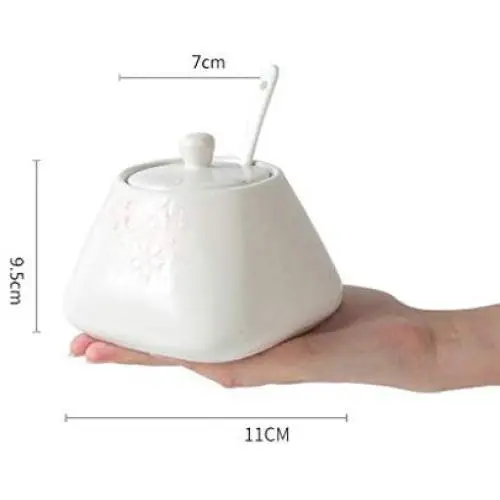 Ceramic Spoon With Spoon, Salt Shaker, Sugar Can, MSG Jar, Seasoning Jar, Storage Tank Condiment Pots (color : A) Ceramic Spoon With Spoon, Salt Shaker, Sugar Can, MSG Jar, Seasoning Jar, Storage Tank Condiment Pots (color : A)