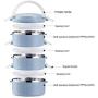 Thermale Lunch Box, Arderlive Stapelbare Isolierbehälter aus 18/8 Edelstahl mit Denim Lunch Bag, Tragbar & Dicht – 3-Blau