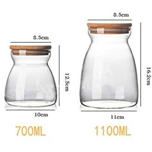 Kitchen Vases Glass Seasoning Jar Wooden Lid Spice Storage Box Candy Jar,small