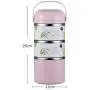 Thermos Essigglas Thermos 304 Edelstahl Lebensmittelbeutel, Dicht versiegelte isolierte Lebensmittelbehälter, Hochkapazität, Mehrstöckig, Griff (Farbe: Rosa, Größe: 1200 ml)