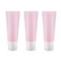 3PCS Empty Refillable Pink Soft Silicon Squeeze Tube Portable Travel Bottle Cosmetic Containers Storage Holder For Cream Lotion Facial Cleaner Shampoo Shower Gel Toiletries