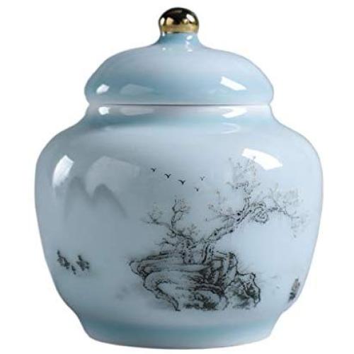 Cereal Containers Ceramic Tea Cans, Celadon Household Kitchen Storage Moisture-proof Cans Containers