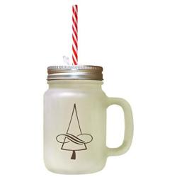 Brown Christmas Tree #1 Frosted Glass Mason Jar With Straw