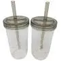 Mason Jar Drinking Glass Set - (2) 24oz Wide Mouth Ball Mason Jars with (2) Drinking Lids & Straws, (2) Storage Caps, (2) Metal Lids and Bands, and (1) Spirit Quest Supplies Large Jar Opener