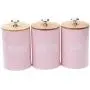3 X Food Storage Jar, Pink Food Storage Can with Airtight Seal Bamboo Lid -Modern Design Kitchen Storage Canister for Serving Tea, Coffee,Spice