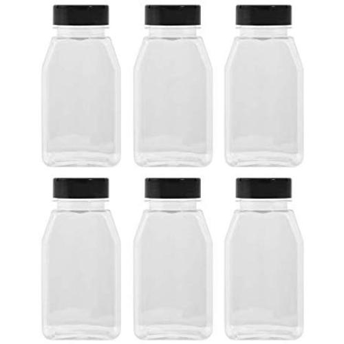 GROSSE 16OZ KLARER PLASTIK-KRÄUTERBEHÄLTER-GLASFUSSVERSCHLUSS ZUM GIESEN ODER SIERER-VERWENDET ZUR LAGERUNG VON KRÄUTERN, EXPORTEN UND IST ZUR WEITERVERWENDUNG (6, schwarze Caps)