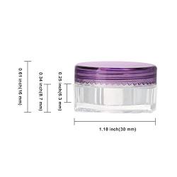 LONGWAY 0.17 Oz (5g) Muticolor Small Plastic Jars with Lids | Mini Empty Lotion Containers - for Travel Cream Samples, Lip Balm & BPA Free (Pack of 42, Purple)