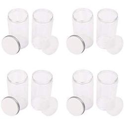 PYXM Flour Container 8 Pcs Clear Plastic Storage Jars Wide-Mouth Plastic Containers with Lids for Dry Foods