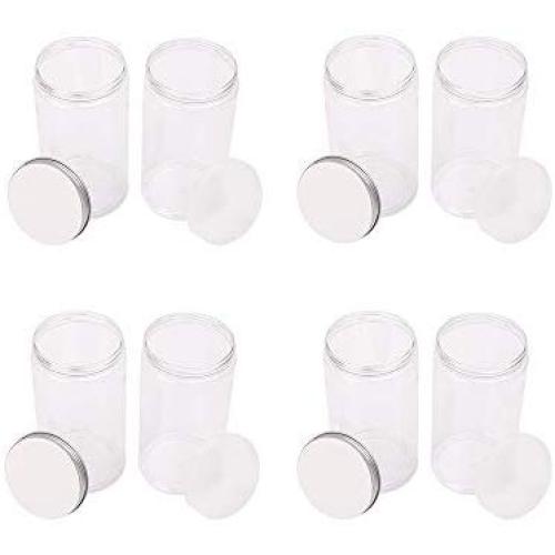 PYXM Flour Container 8 Pcs Clear Plastic Storage Jars Wide-Mouth Plastic Containers with Lids for Dry Foods