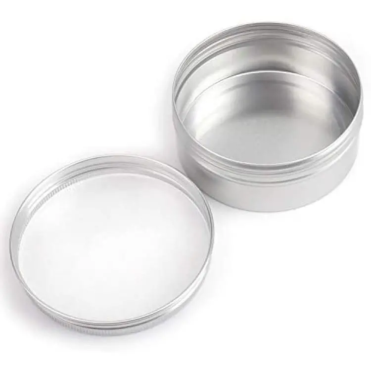 24pcs 25ml Aluminium Empty Tin Cans Screw Round Metal Cosmetic Sample Balm  Tins Containers (Silver) 