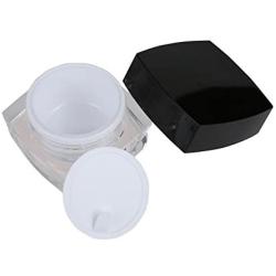 3PCS Clear Empty Refillable Upscale Square Arcylic Face Cream Bottle Vial Container Holder Pot Jar With Black Caps and PP Liner for Lip Gloss Balms Lotion Cream Cosmetic Makeup Storage (10G)