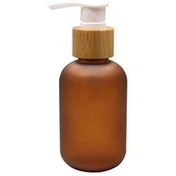 1pcs 120ML 4oz Empty Brown PET Plastic Lotion Dispenser Bamboo Pump Bottle Jar Makeup Cosmetic Bath Shower Shampoo Hair-Conditioner Liquid Soap Toiletries Liquid Bathroom Accessory Container