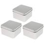 joyMerit Set of 3 Small Tin Box Container, Square Empty Tin Storage Case (9x9x5.5 cm)