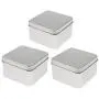 joyMerit Set of 3 Small Tin Box Container, Square Empty Tin Storage Case (9x9x5.5 cm)