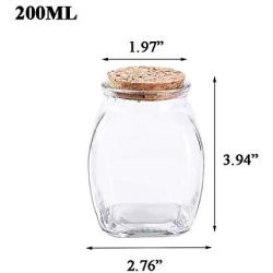 Danmu 4Pcs a Set 200ML Lead Free Glass Storage Jars Spice Jars Food Storage Jars with Wood Corks Sugar Candy Spice Containers