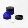 2PCS 30ml/1oz Leere, Nachfüllbare Blaue Glascreme-Behälter mit Liner und Schwarzer Schraubdeckel – Tragbarer Reise- und Aufbewahrungsbehälter für Creme, Lippenbalsam, Lidschatten