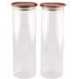 Essos Glass Jars with Wood Lids Set of (2) 68oz Canisters - Airtight and Stackable Storage Containers for the Kitchen or Pantry holds Food Cookies Coffee Spaghetti Pasta