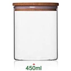 Food Storage Bottles Glass Jar Sealed Cans With Bamboo Cover Large Capacity Tampion Cereals Glass Bottle Tea Box,450Ml