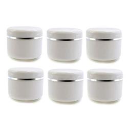 6Pcs Empty Refillable Travel Cosmetic Cream bottles - PP Plastic White Sample Packing Makeup Face Cream Eye Cream Ointment Storage Container Vial Jar Pot(50g/1.7oz)