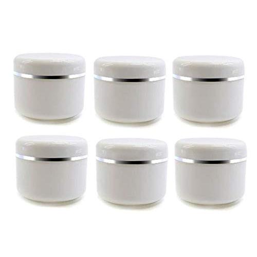 6Pcs Empty Refillable Travel Cosmetic Cream bottles - PP Plastic White Sample Packing Makeup Face Cream Eye Cream Ointment Storage Container Vial Jar Pot(50g/1.7oz)