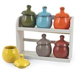 Villa dEste Home Tivoli Jars with Stand, Ceramic, Multicoloured, One Size