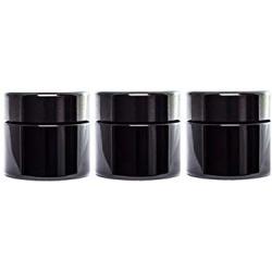 ultravioLeaf 30 ml (1 fl oz) Pocket Size Black Ultraviolet Glass Screw Top Jar | Airtight Stash Container 3-Pack