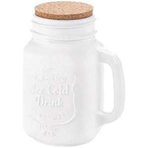 Glass Mason Jar, White Regular Mason Jars Canisters Vintage Style With Cork Lid