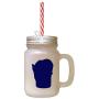 Navy Tonkinese Cat Head Silhouette #1 Frosted Glass Mason Jar With Straw