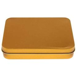 joyMerit Small Tin Box Container, Rectangular Tin Storage Case - 1.5 x 8.5 x 2.3 cm, Gold