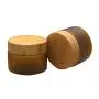 1 Stück 150ML 5OZ Bernstein PET Kunststoff Gefrierfähiger Leerer Füllbarer Behälter mit Naturbambusdeckel und Innenliner für Cremebehälter, Lotiondose, Box, Dispenserbehälter für Balm Aufbewahrung
