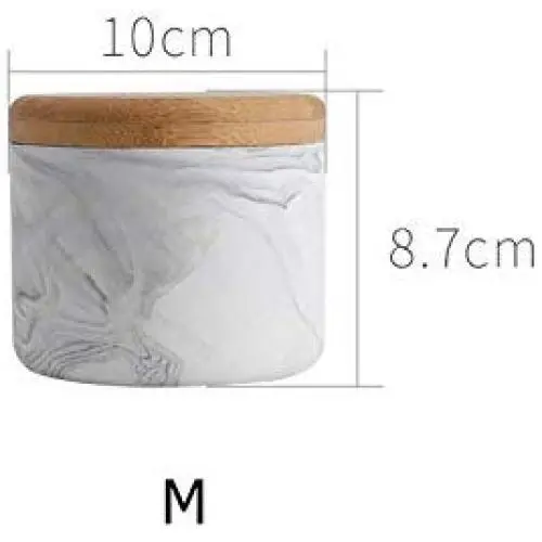Chic Marble Pattern With Wood Cover Superior Minimalist Elegant Luxury Salt Sugar Storage Jar Home Organizer And For Cigarette,M Black White Chic Marble Pattern With Wood Cover Superior Minimalist Elegant Luxury Salt Sugar Storage Jar Home Organizer And For Cigarette,M Black White