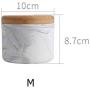 Chic Marble Pattern With Wood Cover Superior Minimalist Elegant Luxury Salt Sugar Storage Jar Home Organizer And For Cigarette,M Black White