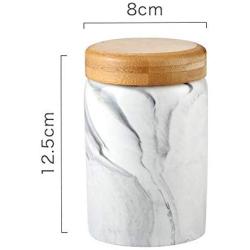 OnePine 400ml Food Storage Jar with Sealed Bamboo Lid, Marble Pattern Ceramic Coffee Canister for Tea Sugar Coffee Bean Nuts Grain