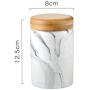 OnePine 400ml Food Storage Jar with Sealed Bamboo Lid, Marble Pattern Ceramic Coffee Canister for Tea Sugar Coffee Bean Nuts Grain