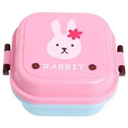 Kitchen Food Storage Jar Airtight Food Storage New Cute Cartoon Lunch Box Food Container Storage Portable Bento Spoon School (Color : Pink)