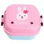Küchen-Lebensmittelbehälter, luftdichte Lebensmittelbehälter, neue niedliche Cartoon-Lunchbox, Speisenbehälter, tragbar, Bento-Löffel, Schule (Farbe: Rosa)