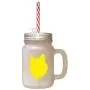 Yellow Finnish Lapphund Silhouette Frosted Glass Mason Jar With Straw Yellow Finnish Lapphund Silhouette Frosted Glass Mason Jar With Straw