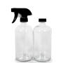 Vivaplex, 2, Large, 16 oz, Empty, Clear, Glass Spray Bottles with Black Trigger Sprayers and lids