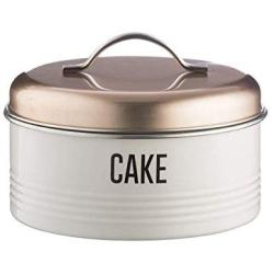 Typhoon Vintage Copper Coated Steel Cake Storage Tin with Airtight Lid; Designed to Hold Cakes, Muffins and Sweet Treats; Holds a 6-1/2 inch Cake; Copper and White