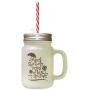 Brown April Showers Bring May Flowers Frosted Glass Mason Jar With Straw
