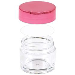 Beauticom 7 Gram / 7 ML Thick Wall Round Leak Proof Clear Acrylic Jars for Beauty, Cream, Cosmetics, Salves, Scrubs (24 Pieces Bottom Clear Base + 24 Pieces Lids, Metallic Rose Pink Gold)