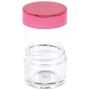 Beauticom 7 Gram / 7 ML Thick Wall Round Leak Proof Clear Acrylic Jars for Beauty, Cream, Cosmetics, Salves, Scrubs (24 Pieces Bottom Clear Base + 24 Pieces Lids, Metallic Rose Pink Gold)