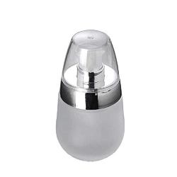 1PC 30ML/1 OZ Empty Round Frosted Glass Pump Bottles Container Vial Jar Pot With Clear Pump Head/Cap For Lotion Cream Make Up Cosmetics Liquids Dispenser Essential Oils Aromatherapy Skin Care(Silver)