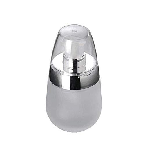 1PC 30ML/1 OZ Empty Round Frosted Glass Pump Bottles Container Vial Jar Pot With Clear Pump Head/Cap For Lotion Cream Make Up Cosmetics Liquids Dispenser Essential Oils Aromatherapy Skin Care(Silver)