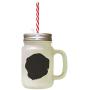 Black Kuvasz Silhouette Frosted Glass Mason Jar With Straw